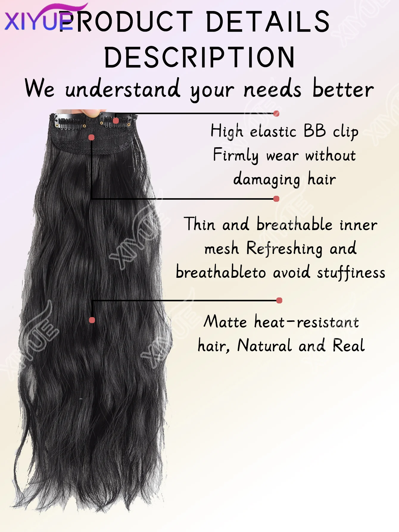 XIYUE Women Water Wave Hair Extensions Clip 14inch Clip In Hair Extensions Natural Invisible Hair Piece Suitable Thinning Hair