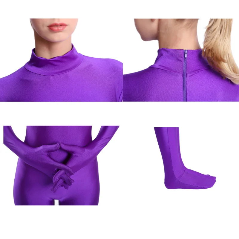 Aoylisey Women Footed Unitard Spandex Bodysuit Adult Sexy High Neck Full Body Leotard Dance Wear Jumpsuits