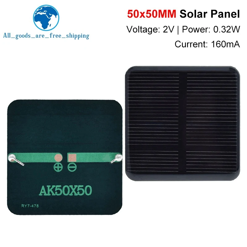 TZT 1/5 stücke 2V 160mA 0,32 W 50*50 MM Solar Panels DIY Für Batterie Handy Ladegeräte monokristalline Silizium Modul Für Camping