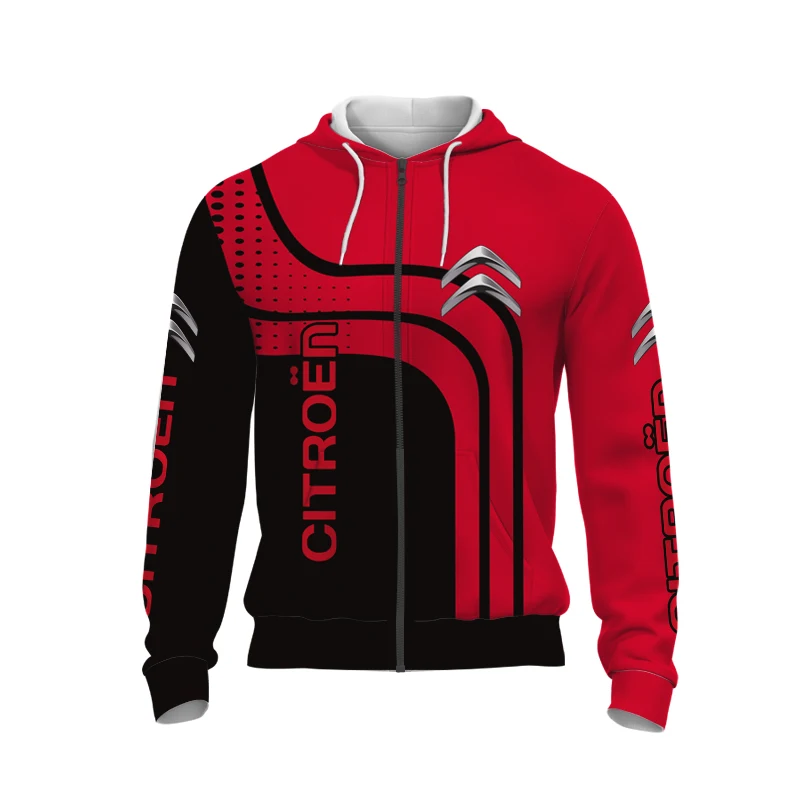 Sudadera con capucha y cremallera 3D con logotipo impreso de Citroën para hombre, talla grande, informal, para carreras de motos, personalizada, para calle, versátil, talla 100-6XL