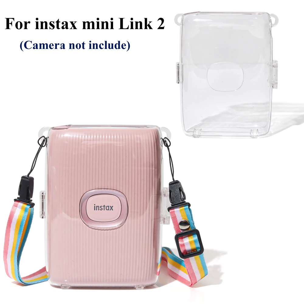 New Pattern Crystal Transparent Hard Case For Instax Mini Link 2 Printer Protective Cover Case Bag With Shoulder Strap