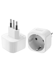 European to Italy Travel Plug Adapter, 2 - Pack, Universal AC Power Converter, 3 - Pin 10A Socket, 110~250V - 2pcs