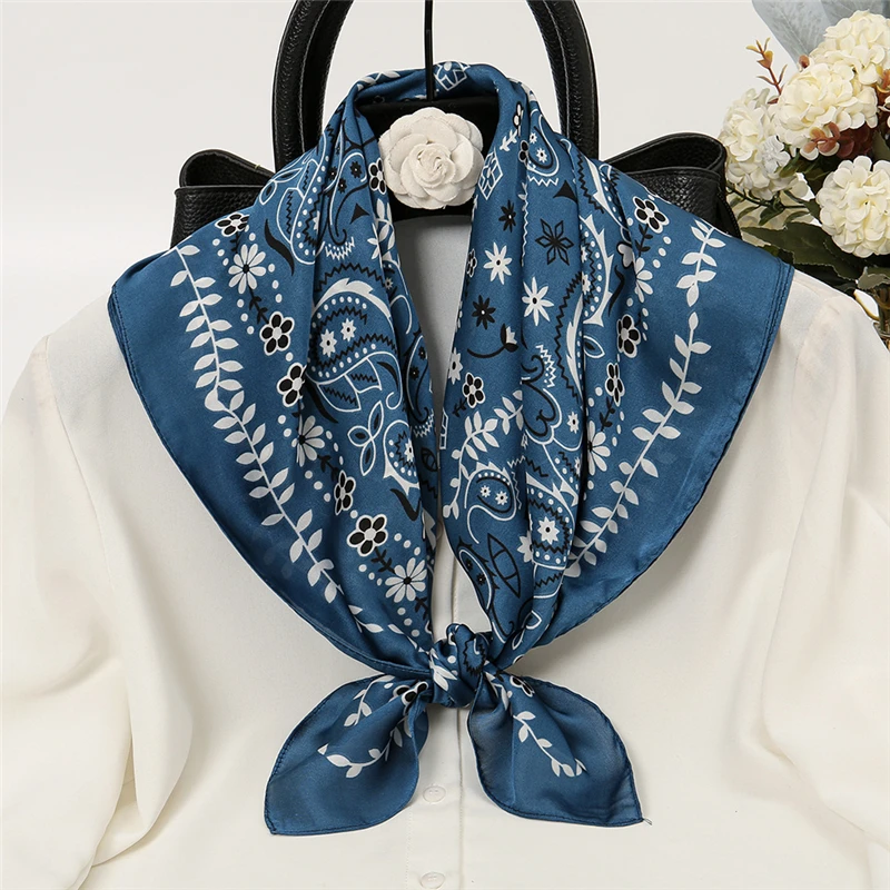 

2023 дизайнерский Шелковый Атласный квадратный шарф, женский платок, бандана с принтом пейсли, маленький шейный платок 70 см, женский платок