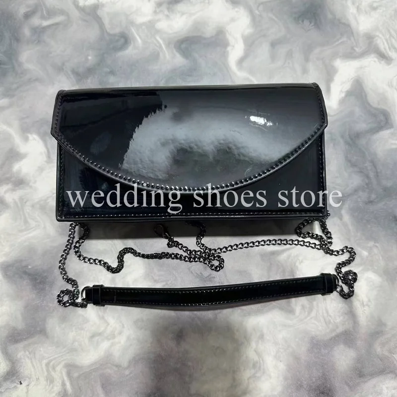 Women's Black Patent Leather Anime Super High Heels Sexy Bag Shallow Mouth Thick-soled Luxury Wedding Single Shoes Bag for Women 6