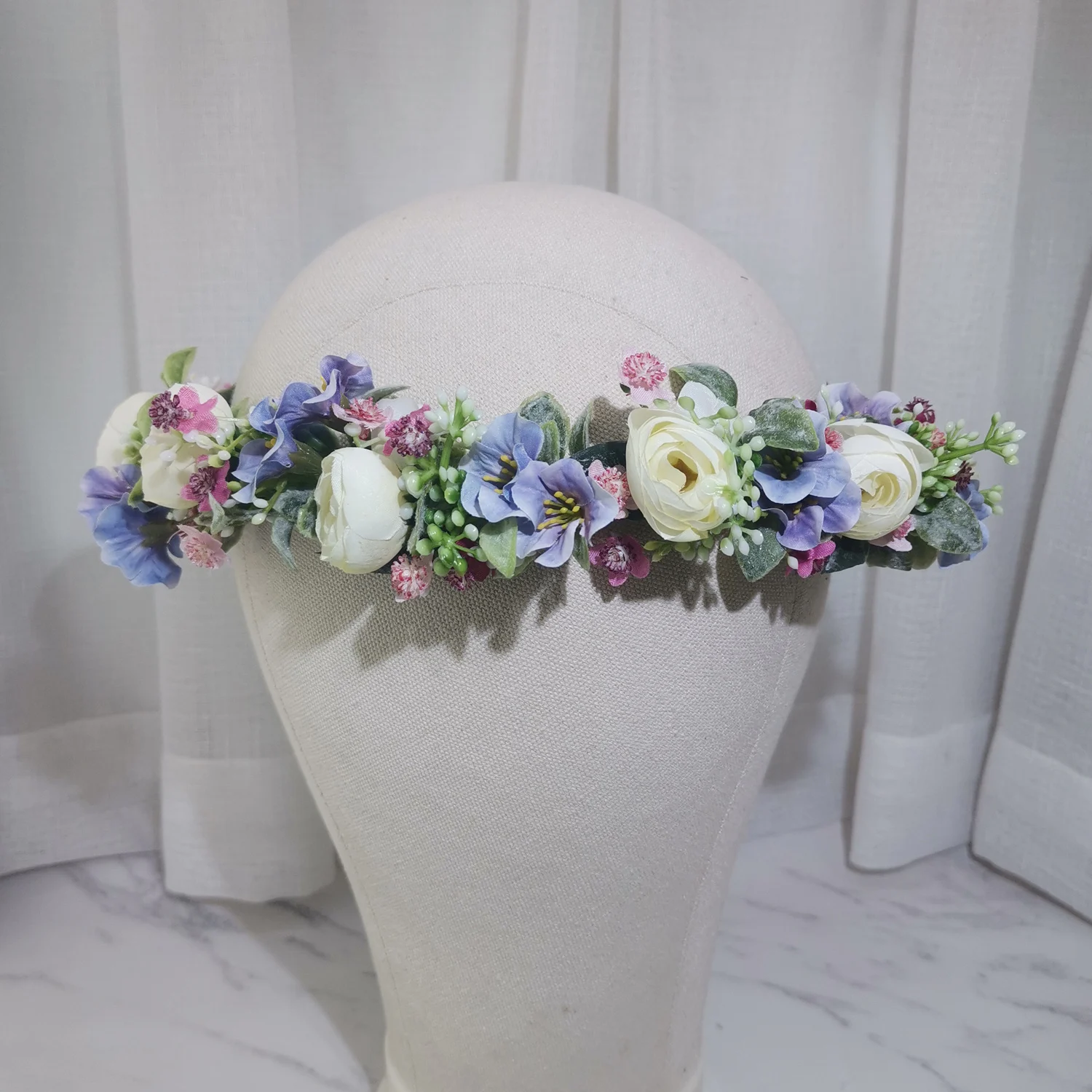 Ghirlanda Floreale Fatte A Mano Per Testa: Corona Di Fiori In Seta Rosa, Regolabile, Per Matrimoni, Feste E Servizi Fotografici - 4