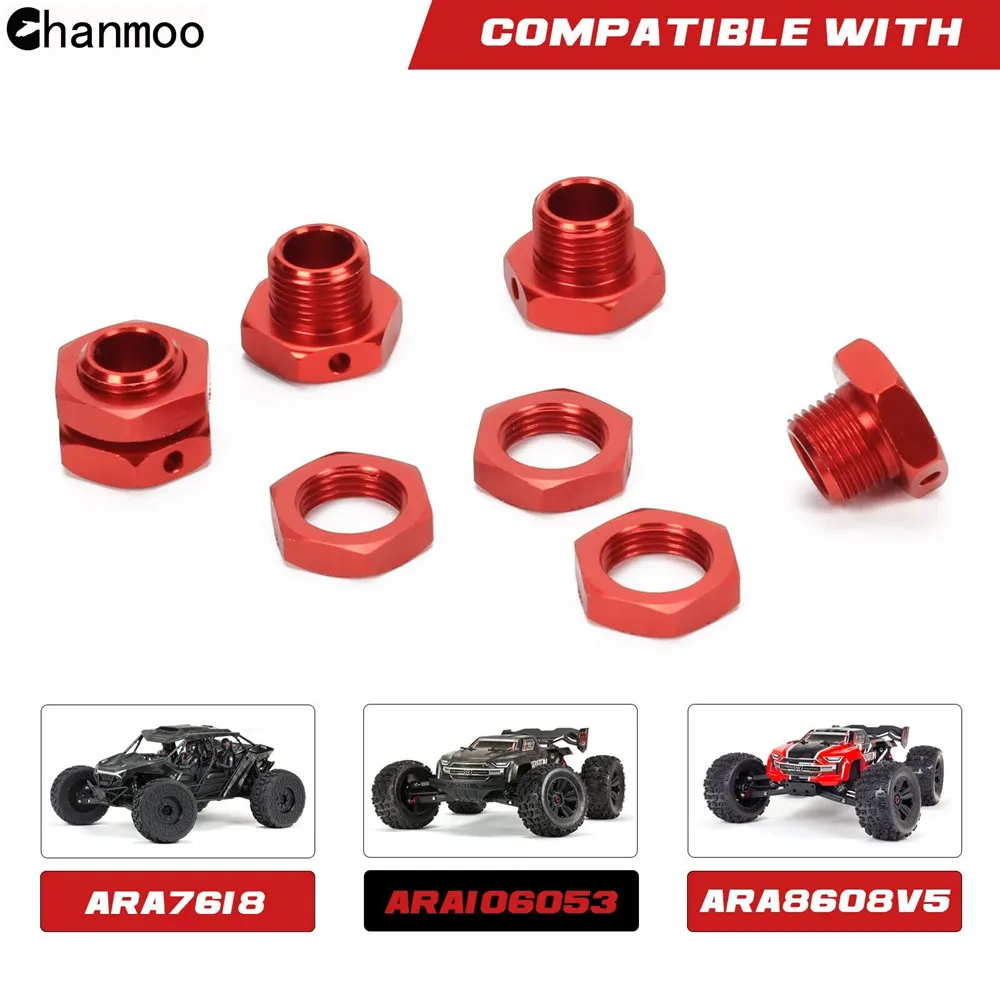 Chanmoo 범용 휠 육각 너트 슬리브 렌치 17mm 금속 도구 육각 커플러 키트 1/8 RC 자동차 트럭 몬스터 트럭 X-Maxx SUMMIT