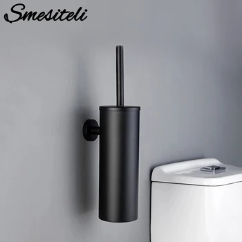 Porta scopino nero a parete per Set da bagno materiale In acciaio inossidabile 304 In stile moderno senza pulizia della toilette morta 1