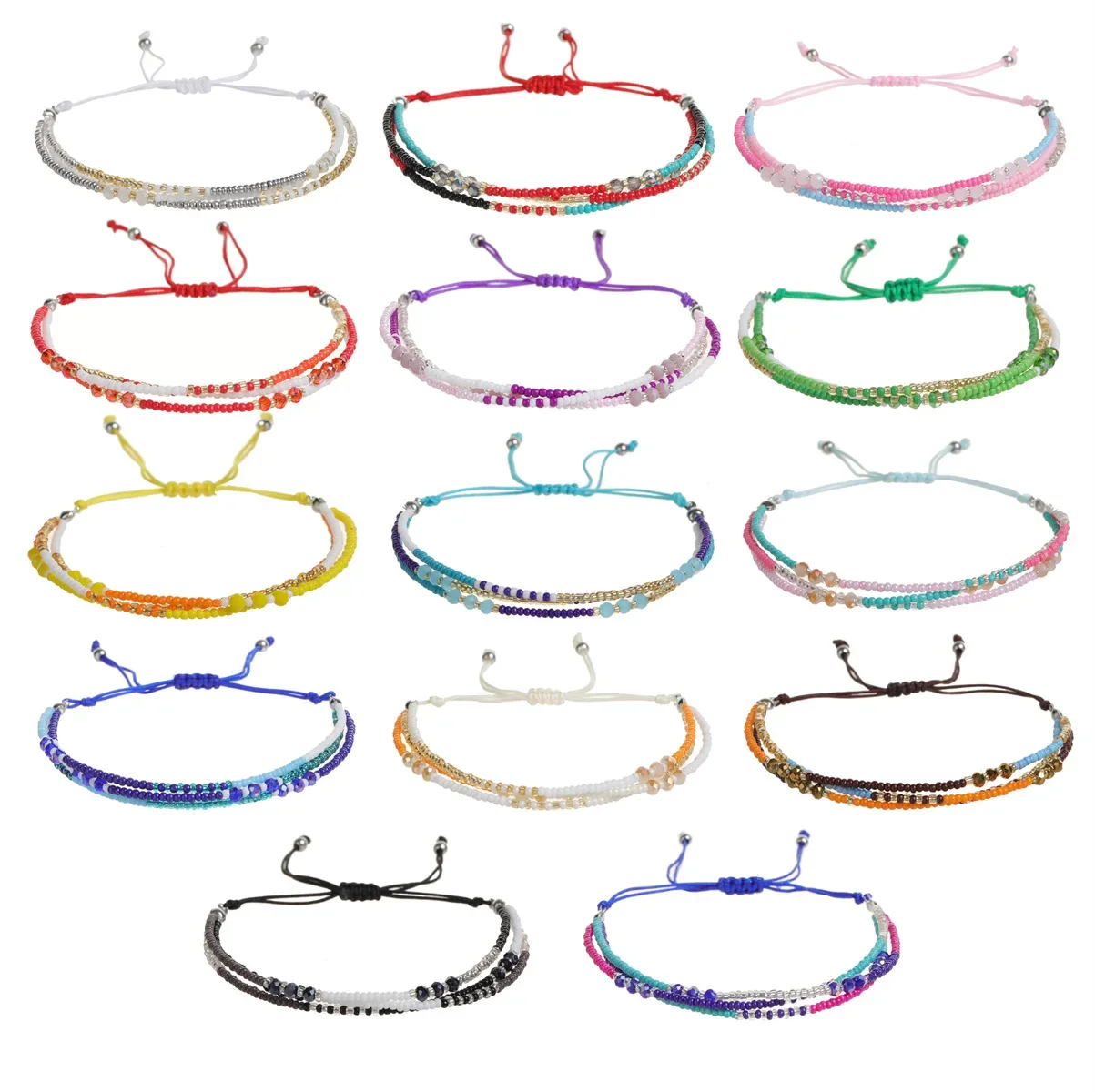 

Rice bead bracelet Multilayer Fashion Easy Hand knitting Bohemia Crystal Adjustable Beaded bracelet