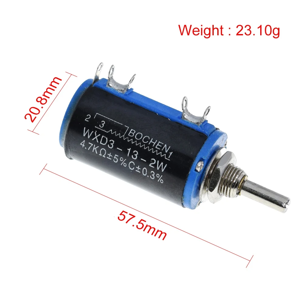 TZT WXD3-13-2W 100 200 220 470 680 R Ohm 1K 2.2K 3.3K 4.7K 5.6K 6.8K 10K 22K 33K 47K 100K Ohm Wirewound Potentiometer multiturn potentiometer linear potentiometer rotary potentiometer potentiometer kit trimmer potentiometer adjustable resistor potentiometer knobs electronic components