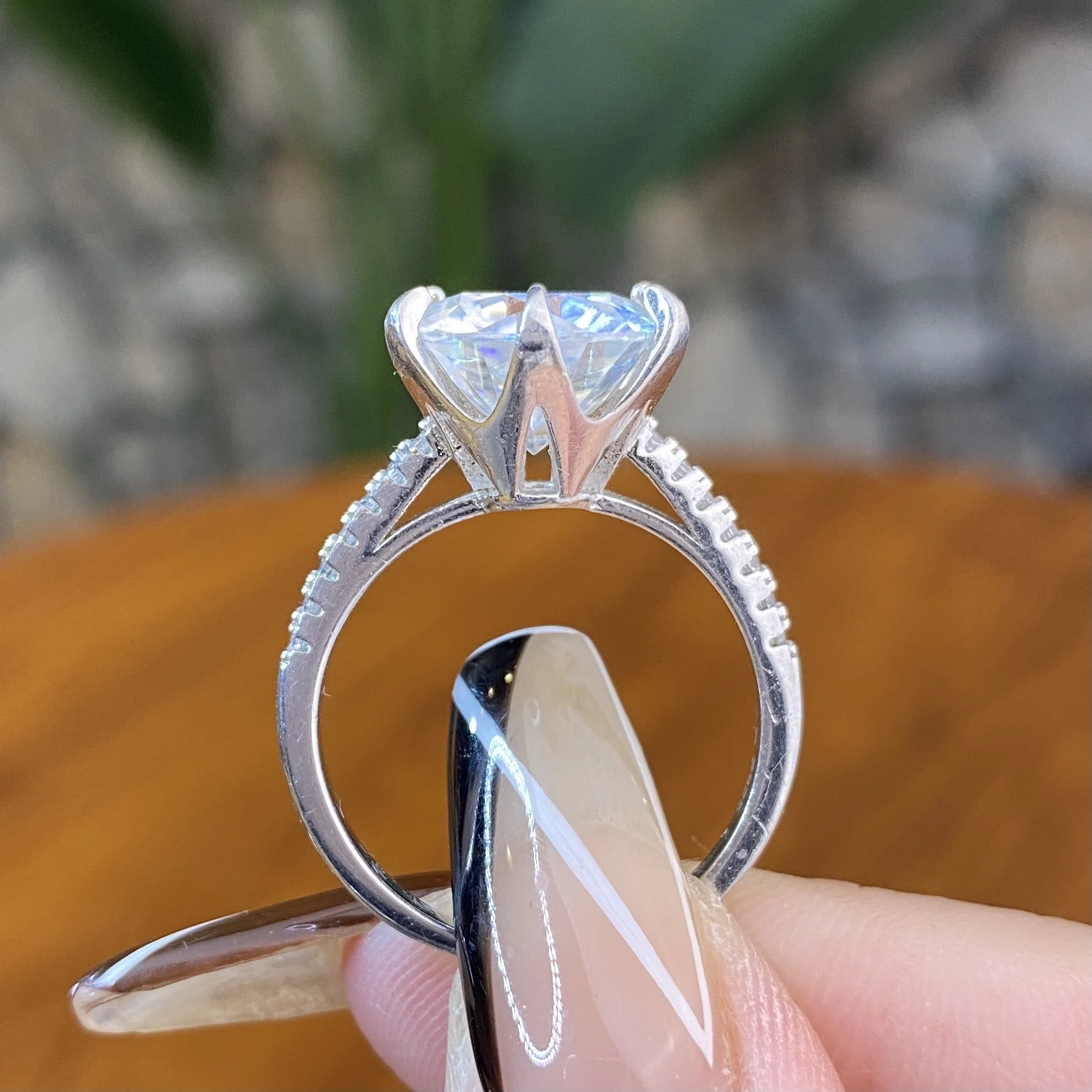 Diamond Halo Cluster Promise Ring in 10k White & Rose Gold