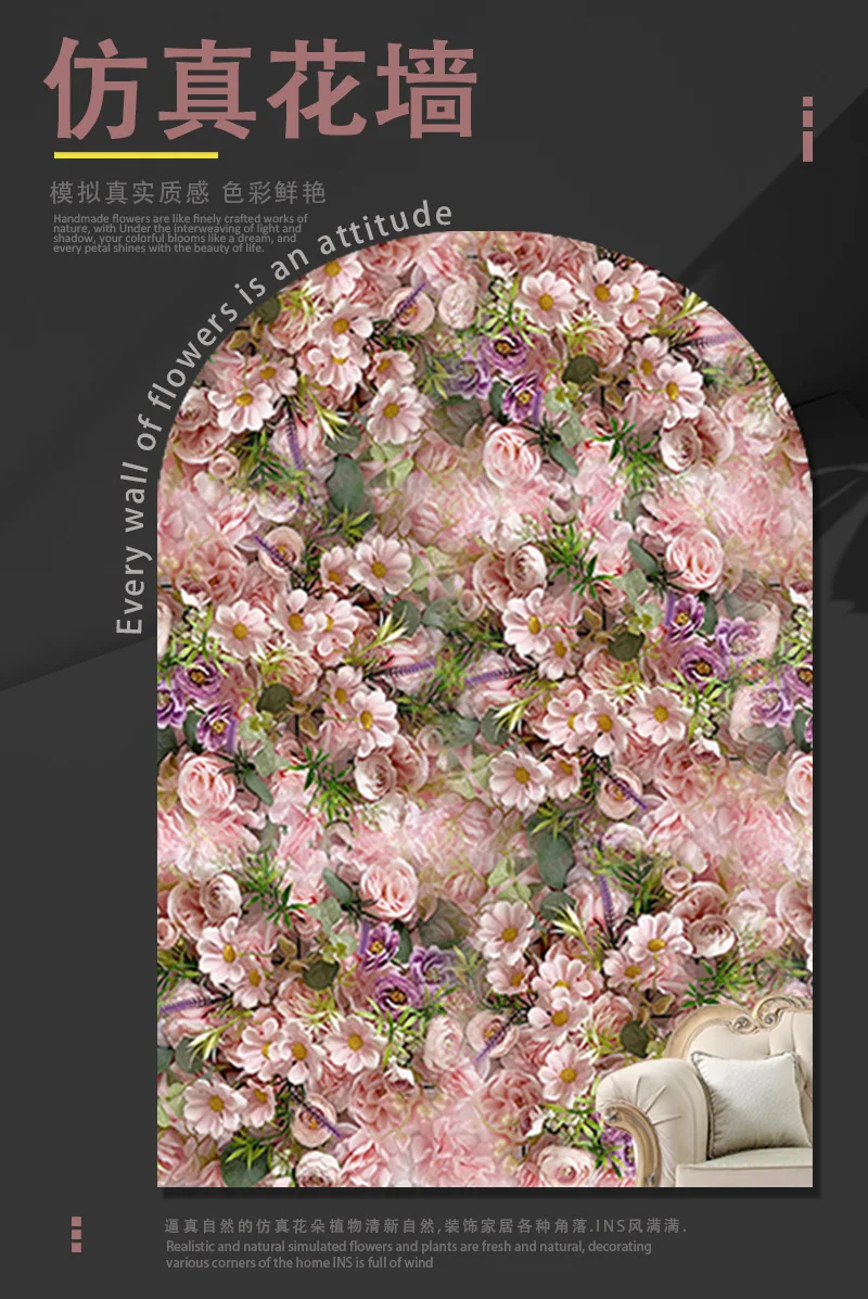 Description Picture 2 of itemFlower Wall Panel Backdrop 12PCS 30x30cm 3D Silk Rose Floral Wall Artificial Flower Panels for Wedding Party Home Photo Backdrop