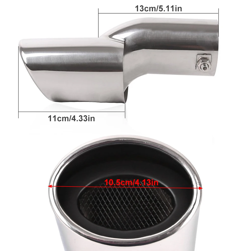 Car Exhaust Tip, 6.3cm Inlet Stainless Steel Exhaust Tips, Chrome Polished Tailpipe Tip, Muffler Tip Pipes for Honda Civic 10th