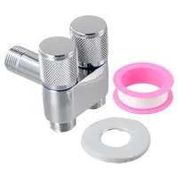 G1/2 Washing Machine Faucet Two Out Double Control Toilet Faucet Toilet Triangle Valve Cold Water Outlet Basin 2