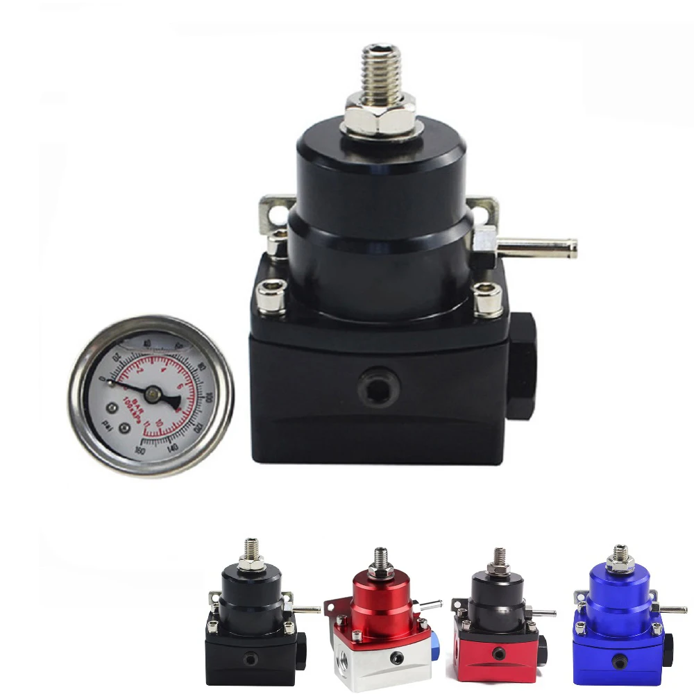 

Aluminum Injection Bypass Adjustable Fuel Pressure Regulator 0-160 PSI Oil Gauge For BMW E36 325 328 M3 Black blue or red