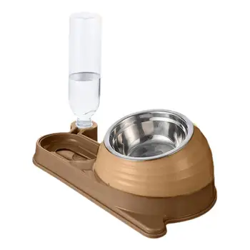 물 디펜서 고양이 그릇, 기울어진 애완 동물 물 및 음식 그릇 세트, 물병 달팽이 모양 애완 동물 접시, 젖은 고양이 그릇
