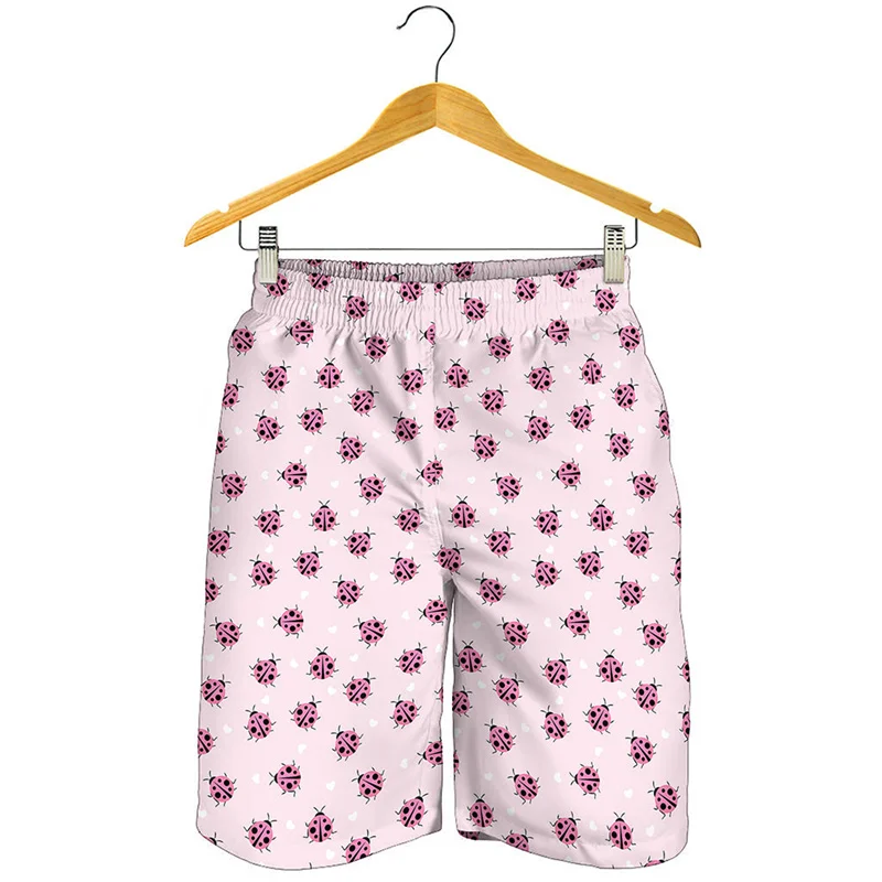 Cute Insect Ladybug Graphic Short Pants Men 3D Printed Animal Beach Shorts Summer Quick Dry Swim Trunks Surf Board Shorts 5