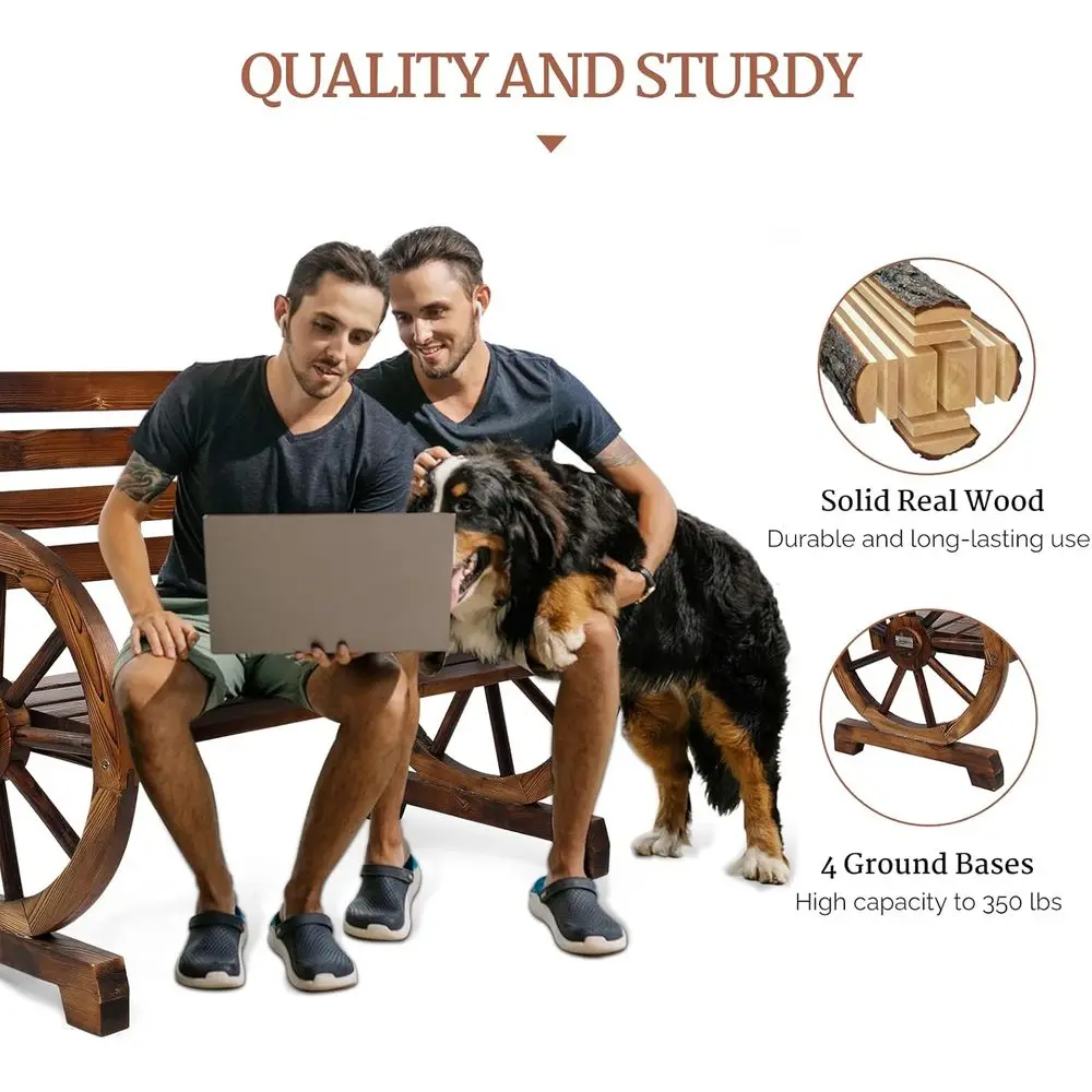 Rustic Wooden Patio Bench 5