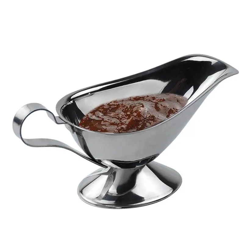 

10 Oz Gravy Sauce Boat Stainless Steel Dressing Server Creamer Salad Bowl Container Pourer Mini Dishes