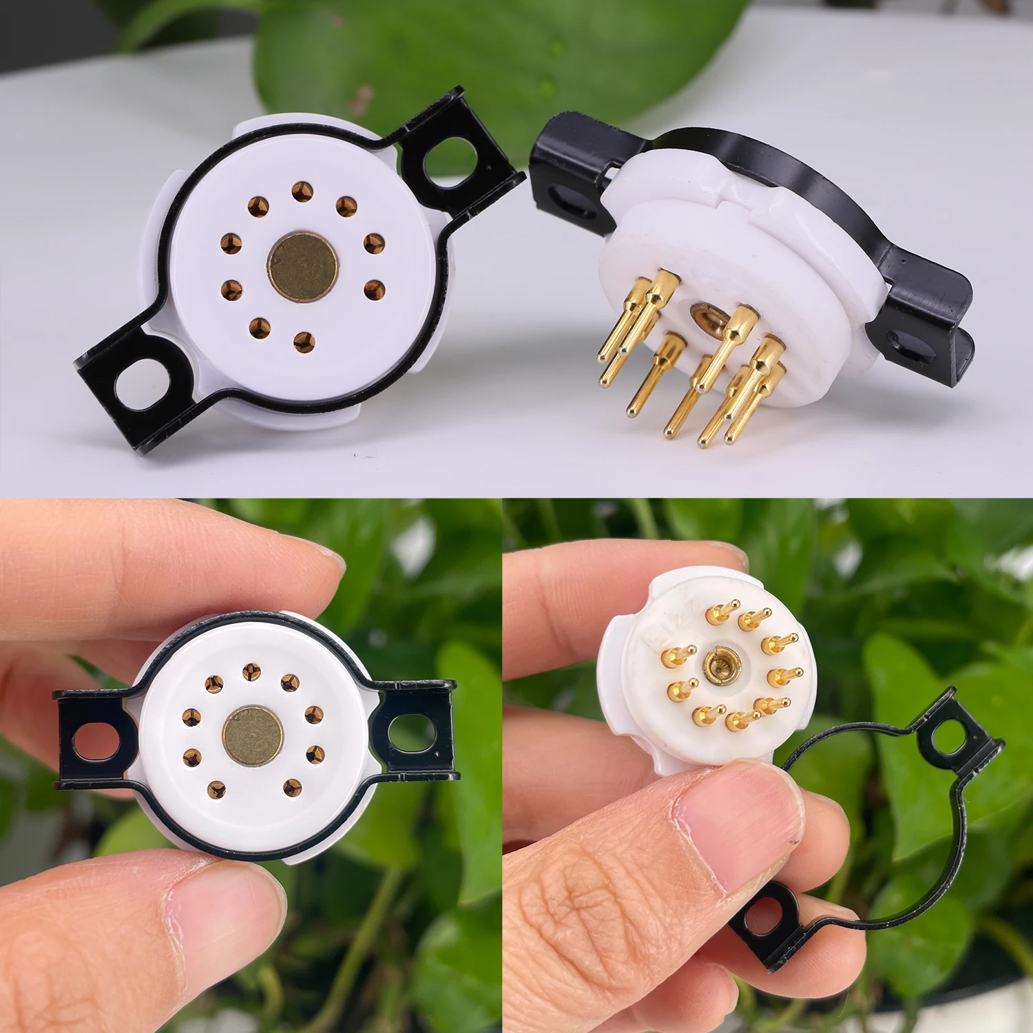 1pc EIZZ 9pin Tube Socket Base For 12AX7 ECC82 ECC83 12AU7 12AT7 ECC88 6922 Electron Tube Gold Plated Pins Hifi Audio AMP