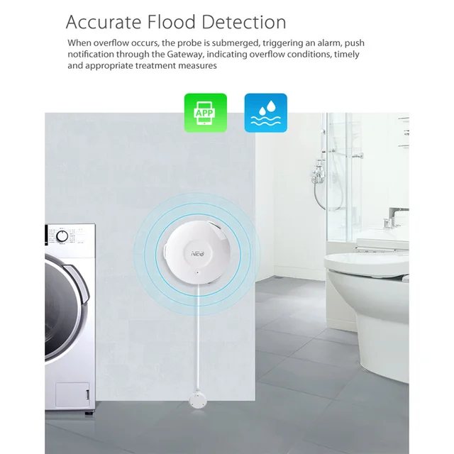 Smart Flood Detection Water Leakage Detector WiFi Intelligent Wireless Overflow Alarm Leak Sensor Home Large Capacity Battery 6