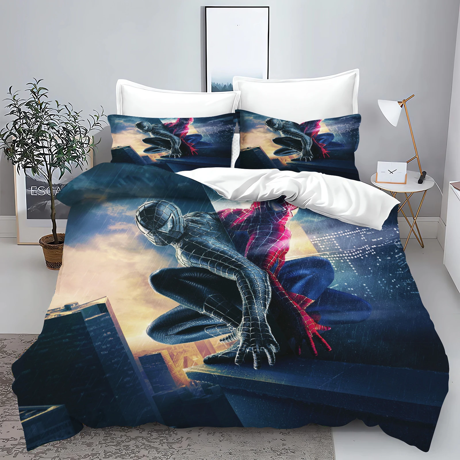 Housse de Couette Spiderman Noir, parure de lit