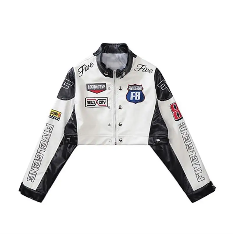 Texwood men's casual and sports wear store, summer beach clothes, men's leather fashion, jewelry, sunglasses American Leather Jacket Men Coats 2023 Vintage Hip-Hop Streetwear Harajuku Y2k Gothic Women Racing Jacket Bomber Short Coats