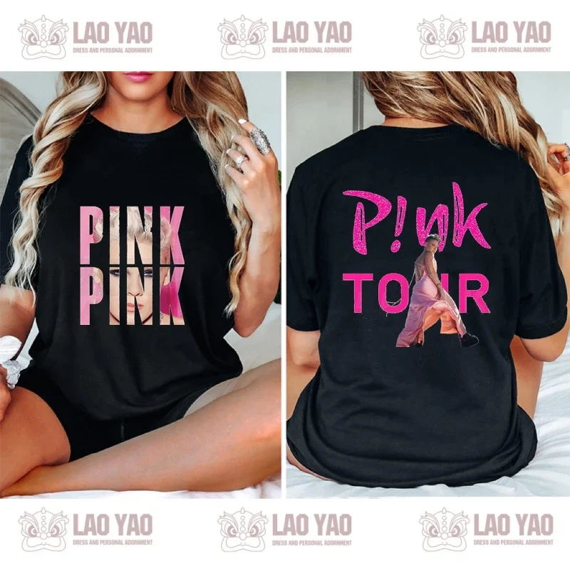 

P!nk Y2k Clothing Music Festival Shirt Women's T-shirt Pink Singer Tour Streetwear Goth Clothes Harajuku Kpop Sportswear Man