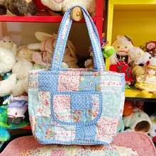  Hylhexyr Vintage Girl Floral Patchwork Handbag Cotton Cloth Ladies Shoulder Bag Travel Organizer Bags 