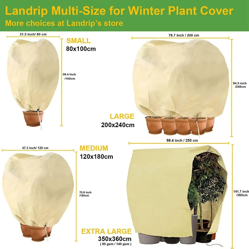 Happybase 2 Coperture Protettive Per Piante Antigelo – 120x180 Cm, In Tessuto Non Tessuto Con Coulisse, Protezione Invernale Per Arbusti, Rose E Alberi Da Frutto