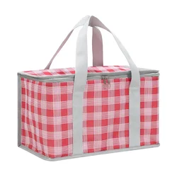 Extra-Large Portable Insulated Picnic Basket - Durable Oxford Cloth for Outdoor Travel and Camping (Red)