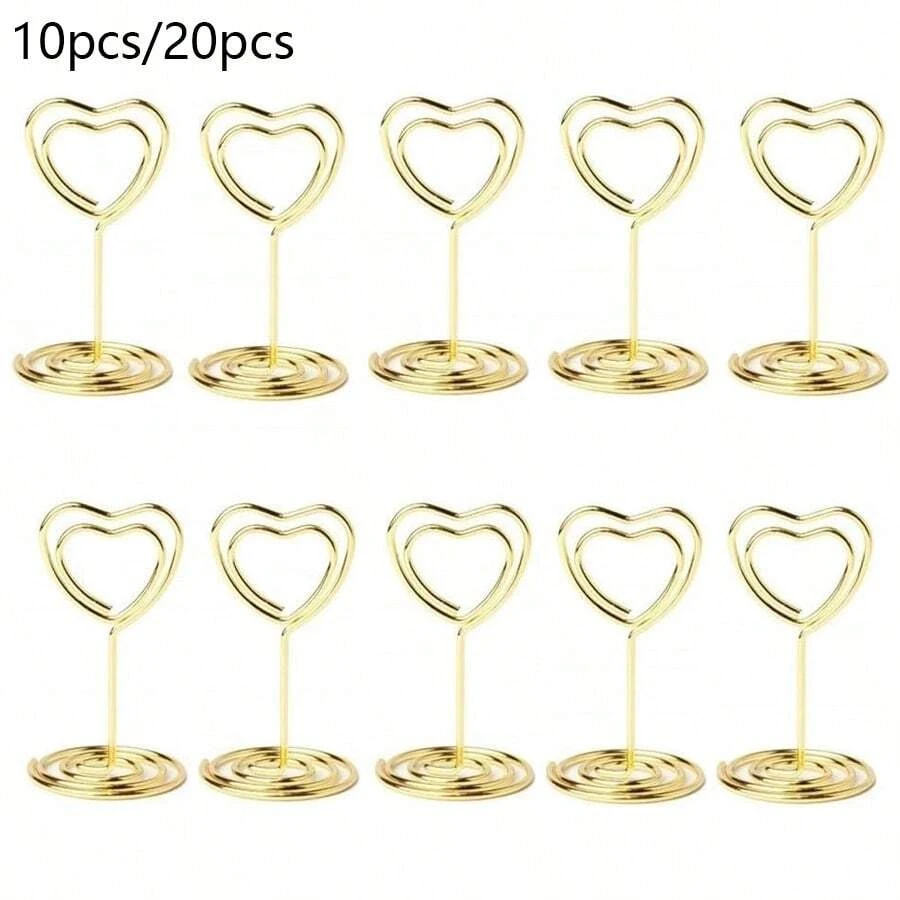 Place Card Holders Mini Table Number Holders Table Card Holders Wedding Heart Shaped Sign Picture Photo Holder 10-50pcs place card holders