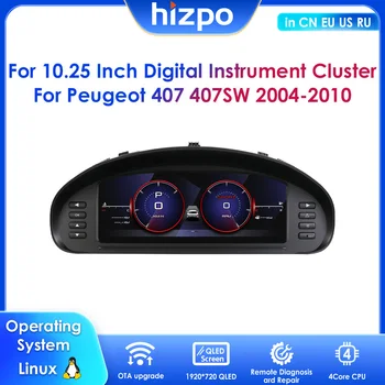 Panel de Instrumentos Digital LCD de 10.25 Pulgadas para Peugeot 407 407SW 2004-2010, Velocímetro, Cabina Virtual, Grupo de Instrumentos 1