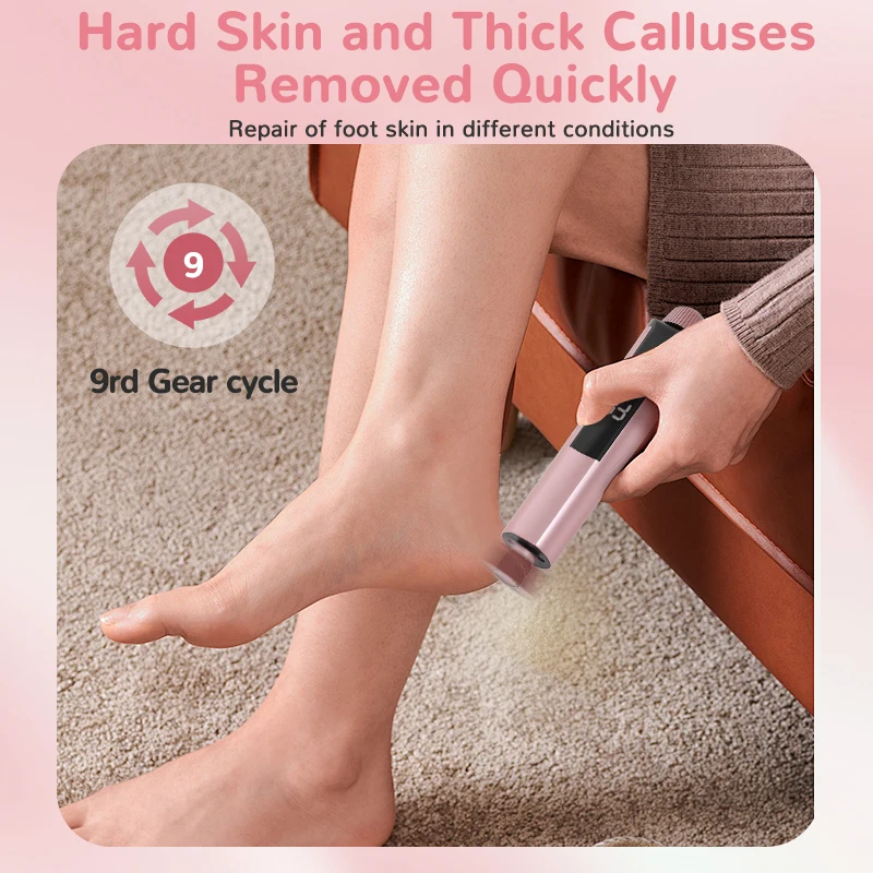 Upgrade 2 in 1 Electric Foot File Callus Remover Nail Grinder with Sandpaper Disks 9 Speed Foot Scrubber Dead Skin Pedicure Tool