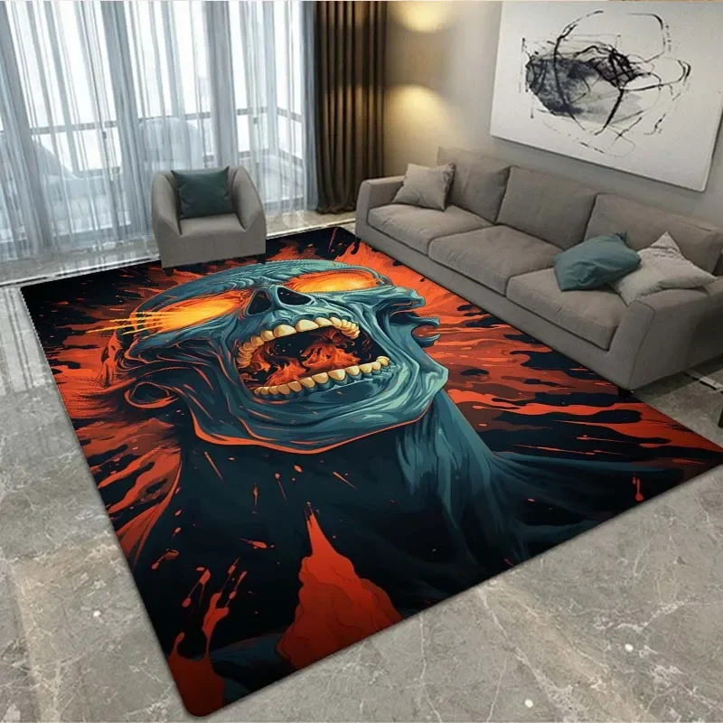 

Skull 3D carpet living room bedroom sofa door mat decoration carpet children's game non-slip floor mat living room decoration