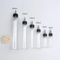30ml/60ml/100ml/120ml/250ml Plastic PET Juice Liquid Capacity Dropper Bottles Twist Top Cap Tattoo Pigment Ink Containers