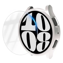 Waterproof Glass Case with Hollow Bumper and Screen Protector for Watch 6 Classic 43mm (Starlight)