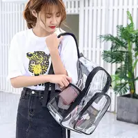 Transparent Backpack Adjustable Shoulder Strap Waterproof Heavy-Duty Large PVC See Through Backpack Women Men School Bag 2