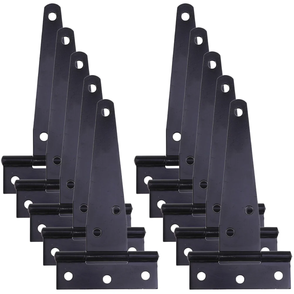 

10 Pcs Triangle Hinge Wrought Hardware Strap Black Door Hinges Black for Yard Tee Galvanized Wooden Fences Gate