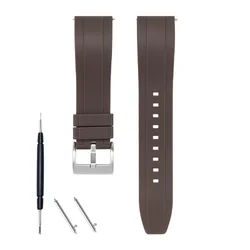 Curved Design Quick - Release Adjustable Silicone Wristband Strap - 22mm (Brown)