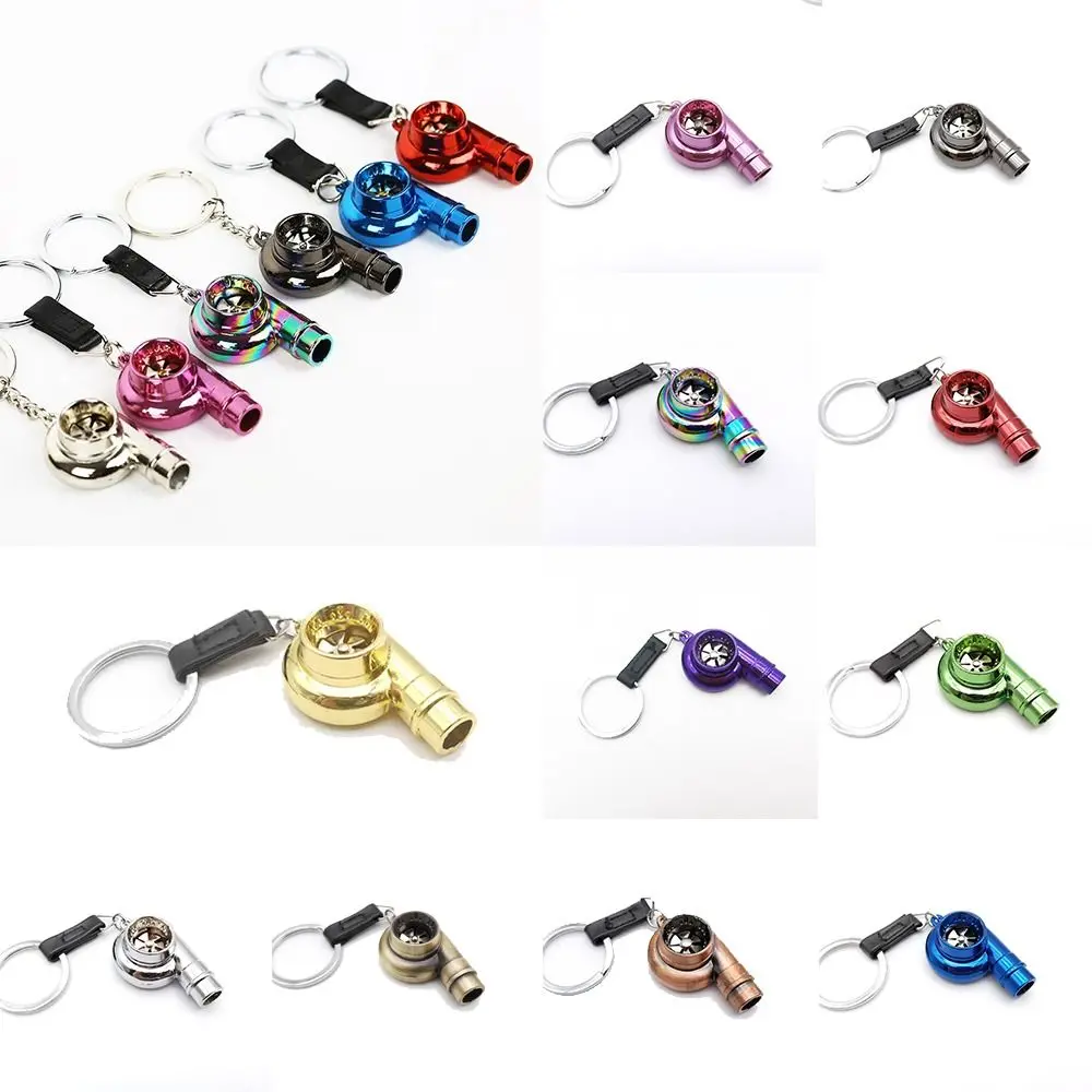 Multicolor Turbo Key Chain with Sound Unique Alloy Mini Car Whistle Sound Keyring INS Key Buckle Bag Charms