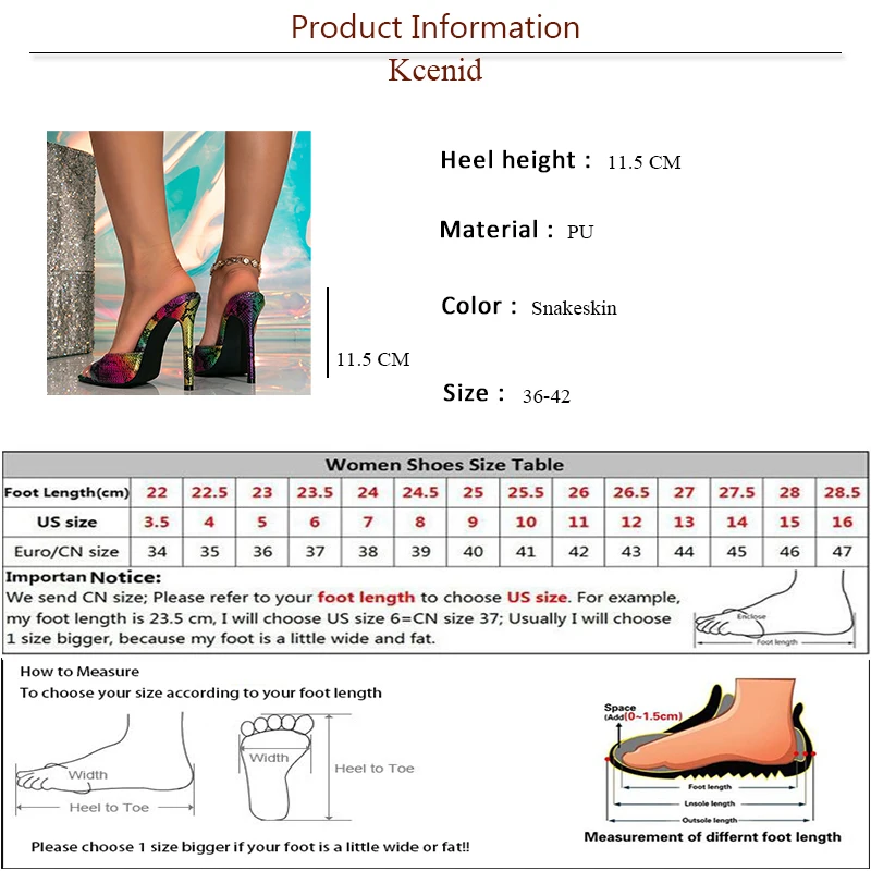 Kcenid Gladiator Ladies Shallow Women Sandals High Heels Sexy Summer Snakeskin Pointed Toe Slippers Women Shallow Slip On Mules