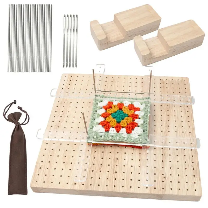 

Granny Square Board Square Embroidery Frame Handcrafted Wooden Blocking Board For Framing Picture Embroidery Needlework Craft