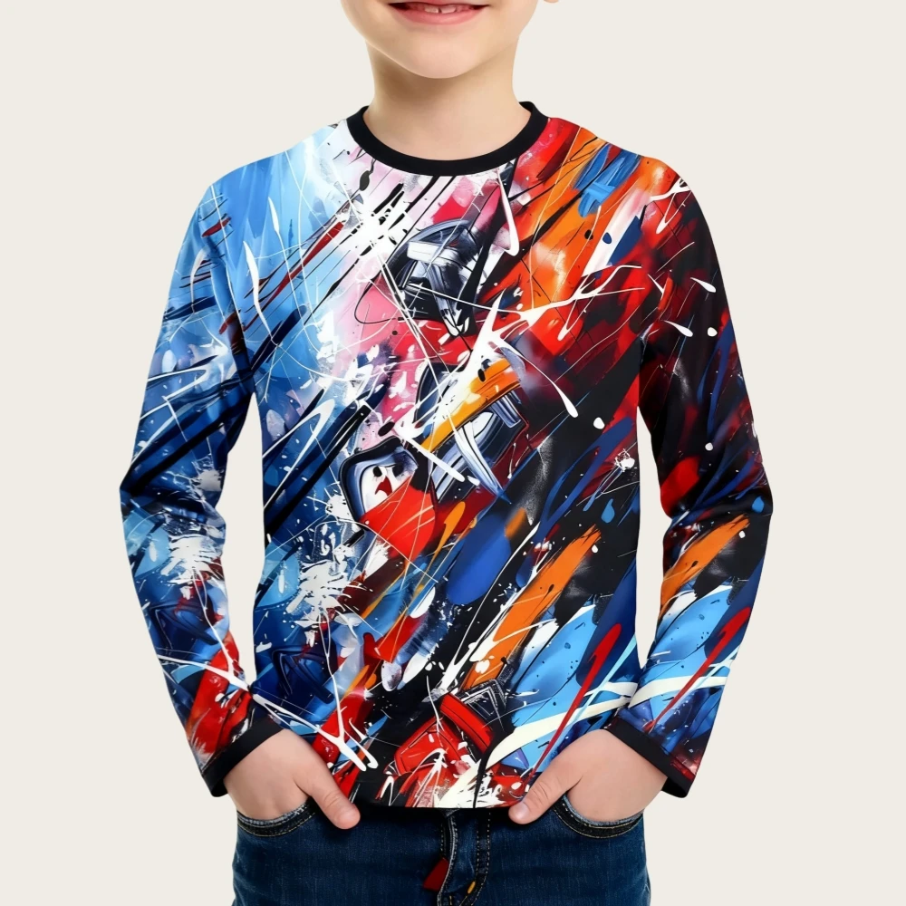 어린이 소년 의류 무지개 여름 긴 소매 streetwear 탑 야외 의류 어린이 어린이 성인 어린이 긴팔 티셔츠