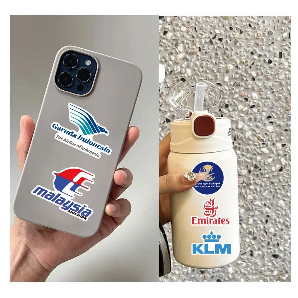 55PCS 항공 브랜드 스티커 항공기 로고 데칼 방수 비닐 여행 스크랩북킹 노트북 물병용