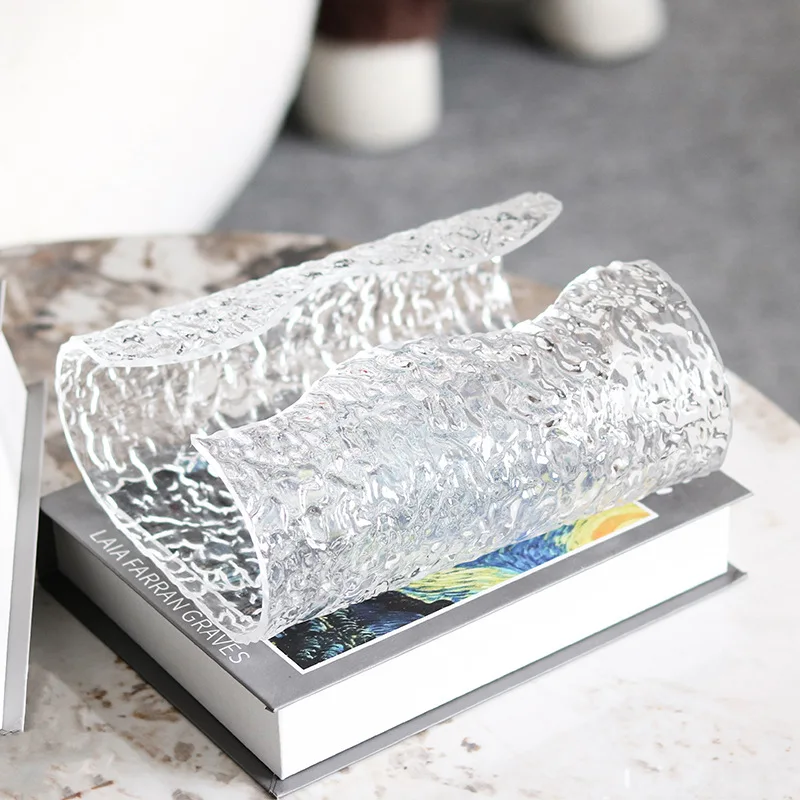 Modern Art Curved Acrylic Tissue Box, Stainless Steel Tissue Box, Table Center Napkin Holder, Living Room Tissue Storage Box 5