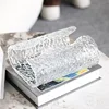 Modern Art Curved Acrylic Tissue Box, Stainless Steel Tissue Box, Table Center Napkin Holder, Living Room Tissue Storage Box 5