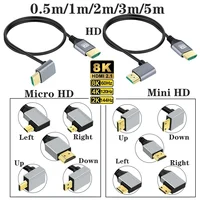 90 Degree Angle 8K 5K Micro HDMI To HDMI-compatible HDMI 2.1V Cable for TV PC Digital Camera Sony A6400 GH4 Tablet  Hdmi Cable