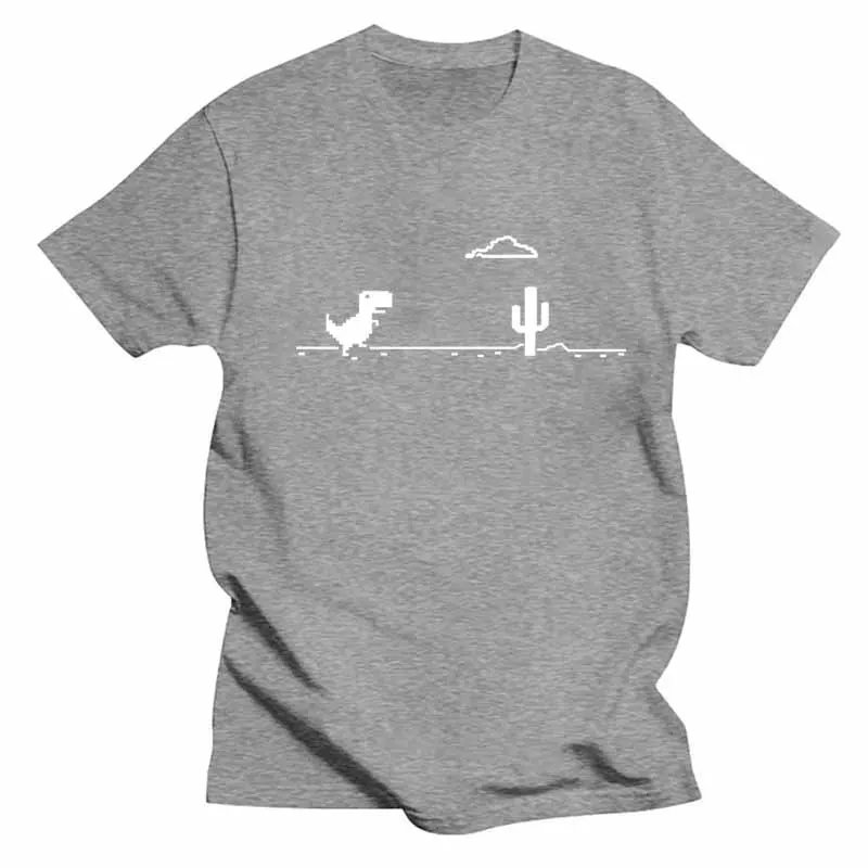 Mosaic Game Cactus Little Dinosaur Prints Men T-Shirts Creativity Street Funny Short Sleeve Casual All-math Mans Clothing 5