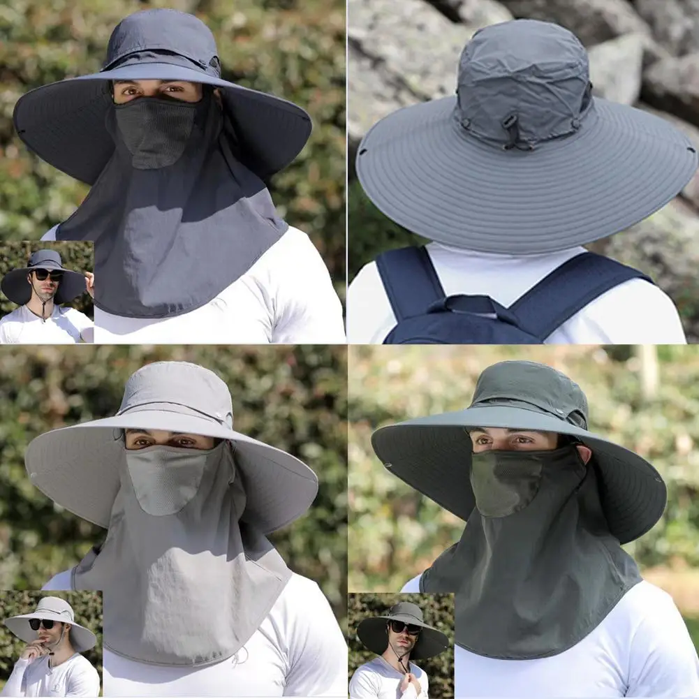 야외 UV 피셔맨 모자, 얼굴 목 모자, 버킷 탈착식 모자, 여성 낚시 야외 커버..