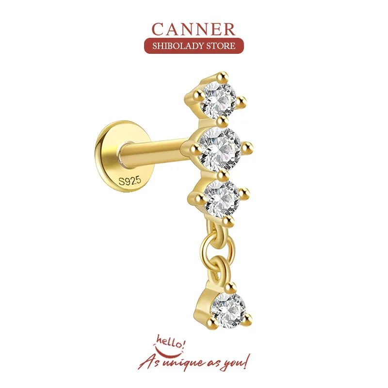 

CANNER 1pc 925 Sterling Silver stud earrings 2023 Tassel piercing thread earrings Wedding Delicate Beauty Jewelry